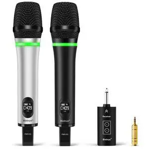 Rechargeable Wireless Microphone,Dual Metal Cordless Handheld Dynamic Wireless Mics with Bluetooth, UHF 240FT Range for 1/4'',1/8''Output,PA System,Dj,Mixer,Church(WhiteBlack) Rechargeable Wireless Microphone,Dual Metal Cordless Handheld Dynamic Wireless Mics with Bluetooth, UHF 240FT Range for 1/4'',1/8''Output,PA System,Dj,Mixer,Church(WhiteBlack)