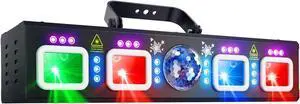 Pro 7-in-1 DJ Lights for Party - DMX & Sound Activated Laser Light Show Projector with Disco Ball Light, RGBW & UV Strobe Party Lights Indoor for Rave Club Dance Bar Gig DJ Lighting Pro 7-in-1 DJ Lights for Party - DMX & Sound Activated Laser Light Show Projector with Disco Ball Light, RGBW & UV Strobe Party Lights Indoor for Rave Club Dance Bar Gig DJ Lighting