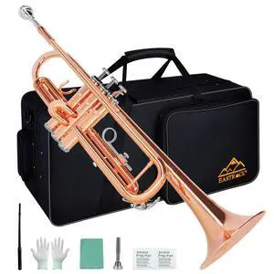 Bb Trumpet Standard Trumpet Set with Carrying Case,Gloves, 7C Mouthpiece, Cleaning Kit, Tuning Rod (Phosphor Copper) Bb Trumpet Standard Trumpet Set with Carrying Case,Gloves, 7C Mouthpiece, Cleaning Kit, Tuning Rod (Phosphor Copper)