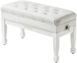 Adjustable Duet Piano Bench with Storage, Heavy Duty Solid Wood Double Piano Stool Keyboard Bench Seat with PU Leather Padded Cushion (White) Adjustable Duet Piano Bench with Storage, Heavy Duty Solid Wood Double Piano Stool Keyboard Bench Seat with PU Leather Padded Cushion (White)