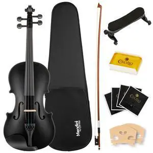 Violin 4/4 Full Size Kit For Beginners - Hand Carved Acoustic Violins Set - Fiddle Solid Wood Kit with Hard Case, Bow, Rosin, Shoulder Rest, Bridge and Extra Strings (Black) Violin 4/4 Full Size Kit For Beginners - Hand Carved Acoustic Violins Set - Fiddle Solid Wood Kit with Hard Case, Bow, Rosin, Shoulder Rest, Bridge and Extra Strings (Black)
