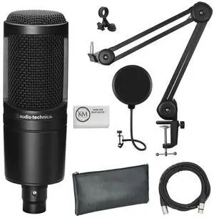AT2020 Cardioid Condenser Microphone Bundle with XLR Cable + Microphone Arm + Pop Filter + Cleaning Cloth (5 Items) AT2020 Cardioid Condenser Microphone Bundle with XLR Cable + Microphone Arm + Pop Filter + Cleaning Cloth (5 Items)