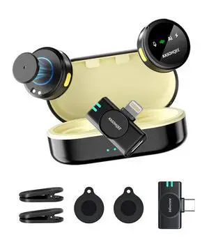 Wireless Lavalier Microphone for iPhone 17/16/15/14, iPad & Android, Magnetic Clip-on Mini Mic with Charging Case,30H Playtime Plug-Play Lapel Lavalier Mic for Vlog TikTok, AI Noise Reduction Wireless Lavalier Microphone for iPhone 17/16/15/14, iPad & Android, Magnetic Clip-on Mini Mic with Charging Case,30H Playtime Plug-Play Lapel Lavalier Mic for Vlog TikTok, AI Noise Reduction