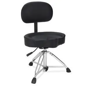 Hydraulic Drum Throne with Backrest, Saddle Drum Stool, Black | Adjustable backrest, pneumatic height control, padded saddle seat, reinforced tripod provide stable support up to 440 lb Hydraulic Drum Throne with Backrest, Saddle Drum Stool, Black | Adjustable backrest, pneumatic height control, padded saddle seat, reinforced tripod provide stable support up to 440 lb