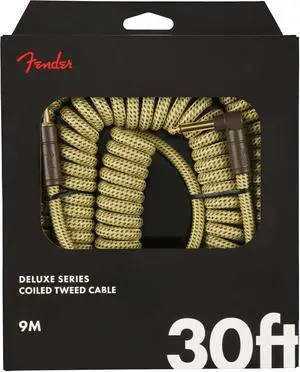Deluxe Series Coiled Instrument Cable, Straight/Angle, Tweed, 30ft Deluxe Series Coiled Instrument Cable, Straight/Angle, Tweed, 30ft