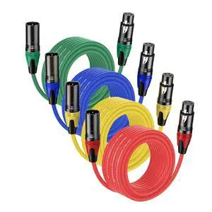 4Pack-50FT XLR Male to XLR Female Cables, Professional Balanced Microphone Lead, Extension Mic Cable Cord (Blue, Red, Blue, Yellow) 4Pack-50FT XLR Male to XLR Female Cables, Professional Balanced Microphone Lead, Extension Mic Cable Cord (Blue, Red, Blue, Yellow)