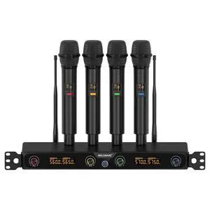 4-Channel UHF Rackmount Wireless Microphone System MWM-41F | 4 Dynamic Handheld Mics, 4 x 10 Frequencies, 260 ft Range, Live Vocals, Karaoke, Worship Services, DJ Events 4-Channel UHF Rackmount Wireless Microphone System MWM-41F | 4 Dynamic Handheld Mics, 4 x 10 Frequencies, 260 ft Range, Live Vocals, Karaoke, Worship Services, DJ Events