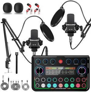 Podcast Equipment Bundle for 2, P99 Recording Studio Equipment | Podcast Microphone Bundle with Voice Changer, Audio Interface for Podcasting, Recording, Streaming, Gaming, Tiktok, Youtube Podcast Equipment Bundle for 2, P99 Recording Studio Equipment | Podcast Microphone Bundle with Voice Changer, Audio Interface for Podcasting, Recording, Streaming, Gaming, Tiktok, Youtube