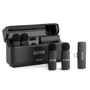 BY-V4U Wireless Lavalier Microphone for iPhone 17/16/15 Series Type C Smartphone with Charging Case, 4-Channel Mono Output, Omnidirectional Noise Cancelling Lapel Mic for Video Recording Podcast BY-V4U Wireless Lavalier Microphone for iPhone 17/16/15 Series Type C Smartphone with Charging Case, 4-Channel Mono Output, Omnidirectional Noise Cancelling Lapel Mic for Video Recording Podcast