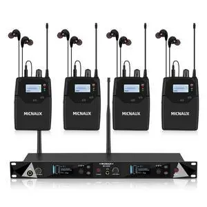 Wireless in Ear Monitor System, 2 Channel UHF Pro Mono IEM System for Singer Musicians, 2x40 Frequencies, 330ft Range, Rack Mount Transmitter and Bodypacks Receiver for Band, Studio (4 Pack) Wireless in Ear Monitor System, 2 Channel UHF Pro Mono IEM System for Singer Musicians, 2x40 Frequencies, 330ft Range, Rack Mount Transmitter and Bodypacks Receiver for Band, Studio (4 Pack)