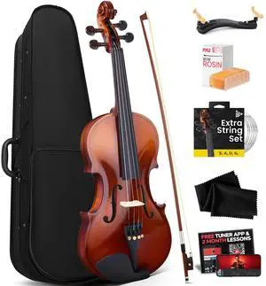 1/2 Size Beginner Violin Starter Kit, Violin Starter Package with Travel Case & Bow, Extra Strings, Digital Tuner, Shoulder Rest & Cleaning Cloth for Students, Kids, Adults 1/2 Size Beginner Violin Starter Kit, Violin Starter Package with Travel Case & Bow, Extra Strings, Digital Tuner, Shoulder Rest & Cleaning Cloth for Students, Kids, Adults