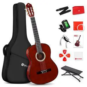 Classical Guitar Full Size 4/4 Spanish Style Classical Guitarra, 39 Inch Nylon Strings Guitar Ideal for Beginner Adults, Solid Rosewood Red, by Classical Guitar Full Size 4/4 Spanish Style Classical Guitarra, 39 Inch Nylon Strings Guitar Ideal for Beginner Adults, Solid Rosewood Red, by