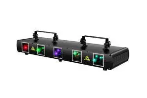 DJ Laser Light, 5 Beam Effect Sound Activated DJ Party Lights RGBYC LED Laser Light Show with DMX Control for Disco Dancing Birthday Bar Stage Lighting DJ Laser Light, 5 Beam Effect Sound Activated DJ Party Lights RGBYC LED Laser Light Show with DMX Control for Disco Dancing Birthday Bar Stage Lighting
