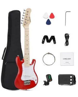 UST-70 Kids Electric Guitar Beginner Kit with Amp, Ideal First Guitar for Starter, Lightweight 30 Inch Guitar for Boys and Girls, Fun Music Gift for Learning, Practice and Play at Home, Red UST-70 Kids Electric Guitar Beginner Kit with Amp, Ideal First Guitar for Starter, Lightweight 30 Inch Guitar for Boys and Girls, Fun Music Gift for Learning, Practice and Play at Home, Red