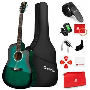 41" Acoustic Guitar Beginner Kit Sitka Spruce Top for Adults, Glossy Green | Dreadnought Cutaway, Sapele Back & Sides, Low-action Neck, 18:1 Sealed Tuners, Padded Gig Bag, Complete Starter Bundle 41" Acoustic Guitar Beginner Kit Sitka Spruce Top for Adults, Glossy Green | Dreadnought Cutaway, Sapele Back & Sides, Low-action Neck, 18:1 Sealed Tuners, Padded Gig Bag, Complete Starter Bundle