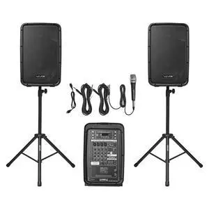 Portable PA System with Microphone, 300W Powered, Sound System with 8 Channel Mixer, Dual 8'' Speakers, Wireless Bluetooth, Compact Stands, USB SD XLR RCA Inputs, for DJs Events Indoor &Outdoor Portable PA System with Microphone, 300W Powered, Sound System with 8 Channel Mixer, Dual 8'' Speakers, Wireless Bluetooth, Compact Stands, USB SD XLR RCA Inputs, for DJs Events Indoor &Outdoor