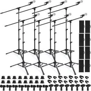 8 Pcs Tripod Microphone Stand Boom Arm Floor Mic Stand with Carrying Bag and Mic Clips for Singing Stage Wedding Karaoke Church (Classic Style) 8 Pcs Tripod Microphone Stand Boom Arm Floor Mic Stand with Carrying Bag and Mic Clips for Singing Stage Wedding Karaoke Church (Classic Style)