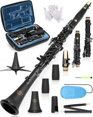 B Flat Concert Clarinet: Precision Tone Hole Design for Stable Intonation, Durable Black Nickel Keys, Including Leather Hard Case, Barrel, Stand, Full Cleaning Kit (Aria-EN) B Flat Concert Clarinet: Precision Tone Hole Design for Stable Intonation, Durable Black Nickel Keys, Including Leather Hard Case, Barrel, Stand, Full Cleaning Kit (Aria-EN)