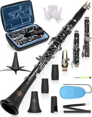 B Flat Concert Clarinet: Precision Tone Hole Design for Stable Intonation, Durable Nickel-plated Keys, Including Leather Hard Case, Barrel, Stand, Full Cleaning Kit (Aria-PS) B Flat Concert Clarinet: Precision Tone Hole Design for Stable Intonation, Durable Nickel-plated Keys, Including Leather Hard Case, Barrel, Stand, Full Cleaning Kit (Aria-PS)