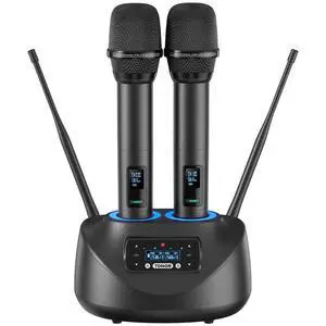 Bluetooth Wireless Microphones, Rechargeable UHF Cordless Microphone System for Home Party, Metal Dual Handheld 260ft for Home Karaoke, Church, Party,TW-790, Black Bluetooth Wireless Microphones, Rechargeable UHF Cordless Microphone System for Home Party, Metal Dual Handheld 260ft for Home Karaoke, Church, Party,TW-790, Black