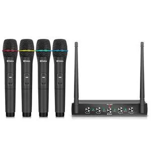 Debra Audio Pro UHF 4 Channel Wireless Microphone System with Cordless Handheld Lavalier Headset Mics, Metal Receiver, Ideal for Karaoke Church Party(with 4 Handheld (B)) Debra Audio Pro UHF 4 Channel Wireless Microphone System with Cordless Handheld Lavalier Headset Mics, Metal Receiver, Ideal for Karaoke Church Party(with 4 Handheld (B))