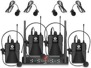 Audio AU400 Pro UHF 4 Channel Wireless Microphone System with Cordless Handheld Lavalier Headset Mics, Metal Receiver, Ideal for Karaoke Church Party (with 4 Bodypack (B)) Audio AU400 Pro UHF 4 Channel Wireless Microphone System with Cordless Handheld Lavalier Headset Mics, Metal Receiver, Ideal for Karaoke Church Party (with 4 Bodypack (B))