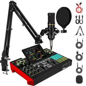 Podcast Equipment Bundle with 3.5mm BM800 Condenser Microphone for Pc/Phone Live Streaming Singing Gaming, Podcast Microphone Bundle with Live Sound Board Audio Mixer,Voice Changer, Denoise,DJ Sets Podcast Equipment Bundle with 3.5mm BM800 Condenser Microphone for Pc/Phone Live Streaming Singing Gaming, Podcast Microphone Bundle with Live Sound Board Audio Mixer,Voice Changer, Denoise,DJ Sets