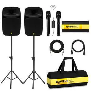 Dual 8 Inch 400W PA System Portable Speakers with Bluetooth, USB/SD, LCD & Remote DJ Sound System with Wireless Karaoke Microphone for Singing/Microfono & Stands Dual 8 Inch 400W PA System Portable Speakers with Bluetooth, USB/SD, LCD & Remote DJ Sound System with Wireless Karaoke Microphone for Singing/Microfono & Stands