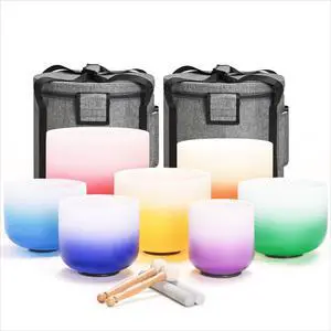 432HZ 6-12 Inch Aria Gradient Design Crystal Singing Bowl Set | Frosted Chakra Quartz Bowls, Sound Healing Meditation,Mindfulness,Relaxation, Includes 2 Case Bags and Rubber Mallets 432HZ 6-12 Inch Aria Gradient Design Crystal Singing Bowl Set | Frosted Chakra Quartz Bowls, Sound Healing Meditation,Mindfulness,Relaxation, Includes 2 Case Bags and Rubber Mallets