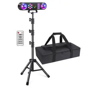 DJ Lights with Carry Bag,5IN1 DJ Party Lights with Stand Party Light Disco Light by Remote Control Sound Activated Uplights for Gig Band Wedding Event Show DJ Lights with Carry Bag,5IN1 DJ Party Lights with Stand Party Light Disco Light by Remote Control Sound Activated Uplights for Gig Band Wedding Event Show