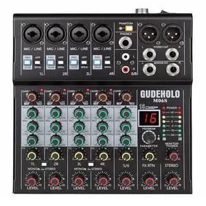 6-Channel Professional DJ Audio Mixer, DJ Controller Sound Mixer DSP 16 Preset Effects, Ideal for Home Party 6-Channel Professional DJ Audio Mixer, DJ Controller Sound Mixer DSP 16 Preset Effects, Ideal for Home Party