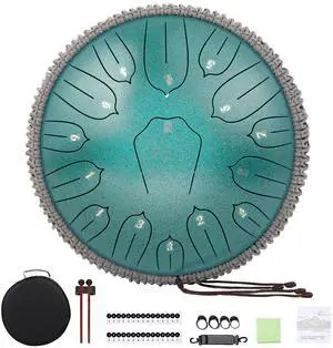Steel Tongue Drum 12 Inch 15 Notes: Handpan Drums Set with Music Book Mallets Carry Bag - Hand Pan Instrument for Adults Musical Education Meditation Yoga Chakra (Green) Steel Tongue Drum 12 Inch 15 Notes: Handpan Drums Set with Music Book Mallets Carry Bag - Hand Pan Instrument for Adults Musical Education Meditation Yoga Chakra (Green)