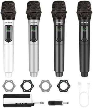 talomen Wireless Microphones for Karaoke, Rechargeable Microphone Set of 4, Plug and Play, 160FT Range, Less Latency Microfono Inalambrico for Singing, Speech, Party, Wedding talomen Wireless Microphones for Karaoke, Rechargeable Microphone Set of 4, Plug and Play, 160FT Range, Less Latency Microfono Inalambrico for Singing, Speech, Party, Wedding