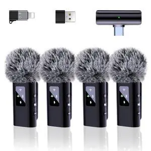 4 Wireless Lavalier Microphone for iPhone Android Phone Pad Computer, Pro Lapel Mini Microphone for Video Recording Vlog Podcast Stream YouTube TikTok, 48KHz 24Bit, Reverb,Noise Cancelling 4 Wireless Lavalier Microphone for iPhone Android Phone Pad Computer, Pro Lapel Mini Microphone for Video Recording Vlog Podcast Stream YouTube TikTok, 48KHz 24Bit, Reverb,Noise Cancelling