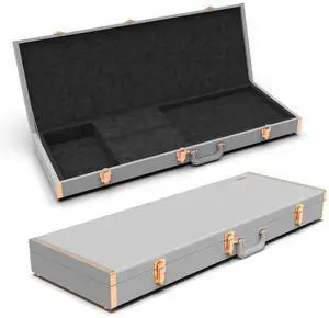 Renoster Electric Guitar Hard Case with Lock, For Fender Ibanez ESP PRS and Standard Size Guitar, Interior Accessory Compartment (Bass Guitar Case+Stand+String+Cable+Picks, Silver-Bass) Renoster Electric Guitar Hard Case with Lock, For Fender Ibanez ESP PRS and Standard Size Guitar, Interior Accessory Compartment (Bass Guitar Case+Stand+String+Cable+Picks, Silver-Bass)