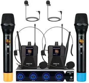 Pro Wireless Microphone System 4 Channel, UHF Metal Cordless Handheld Headset Lavalier Lapel Mics for Church Karaoke Singing, 4x50 Adjustable Frequency(G8 Battery 2 Handheld 2 Bodypack) Pro Wireless Microphone System 4 Channel, UHF Metal Cordless Handheld Headset Lavalier Lapel Mics for Church Karaoke Singing, 4x50 Adjustable Frequency(G8 Battery 2 Handheld 2 Bodypack)