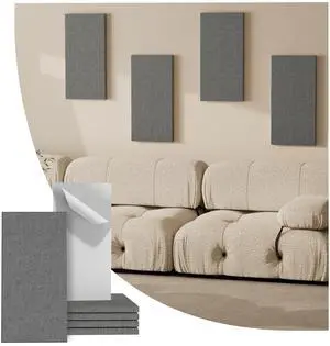 4PCS Acoustic Panels, 24"x12" Fabric Acoustic Panels for Walls, Self-Adhesive Sound Absorbing Panels for Home, Office, Studios (Dark Grey) 4PCS Acoustic Panels, 24"x12" Fabric Acoustic Panels for Walls, Self-Adhesive Sound Absorbing Panels for Home, Office, Studios (Dark Grey)