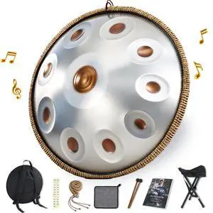 Handpan Drum 22 Inch, 10 Notes Triple-topped Hand Drum Instrument, 432Hz D Minor Kurd Premium Steel Hand Pan Drum for Adults, Complete Kit Includes Carrying Case, Stand, User Manual (Golden Eye) Handpan Drum 22 Inch, 10 Notes Triple-topped Hand Drum Instrument, 432Hz D Minor Kurd Premium Steel Hand Pan Drum for Adults, Complete Kit Includes Carrying Case, Stand, User Manual (Golden Eye)