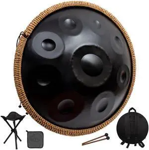 Handpan Drum 22 Inch for Adults 9 Notes - Hand Pan Drum(Black) | Hand Drum D Minor Kurd 440Hz Professional Hand Pan,Handpan Instrument,Premium Steel Drum Handpan Drum 22 Inch for Adults 9 Notes - Hand Pan Drum(Black) | Hand Drum D Minor Kurd 440Hz Professional Hand Pan,Handpan Instrument,Premium Steel Drum