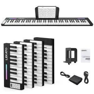 Portable Piano Keyboard, 4 pcs Magnetic Electric Piano with Up to 88 Keys, 128 Tones, 128 Rhythm, 21 Demo, Split, Dual Tone, Record, Bluetooth MIDI, Headphone Jack, for Beginners Home Travel Portable Piano Keyboard, 4 pcs Magnetic Electric Piano with Up to 88 Keys, 128 Tones, 128 Rhythm, 21 Demo, Split, Dual Tone, Record, Bluetooth MIDI, Headphone Jack, for Beginners Home Travel