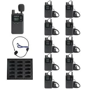 Wireless Tour Guide System, Tour Guide Microphone, Tour Guide Headsets 1 Transmitter 10 Receivers 1 Charger Court Church Translation Assisted Listening System for Factory School Wireless Tour Guide System, Tour Guide Microphone, Tour Guide Headsets 1 Transmitter 10 Receivers 1 Charger Court Church Translation Assisted Listening System for Factory School