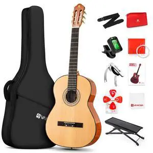 Classical Guitar 36" 3/4 Spanish Style Classical Guitarra, 36 Inch Nylon Strings Guitar Ideal for Beginner Teens Adults, Natural Spruce, by Classical Guitar 36" 3/4 Spanish Style Classical Guitarra, 36 Inch Nylon Strings Guitar Ideal for Beginner Teens Adults, Natural Spruce, by