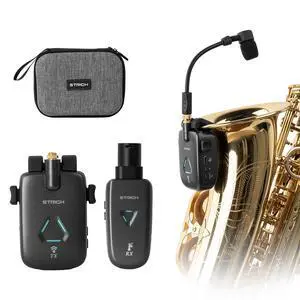 UHF Rechargeable Wireless Instrument Microphone System with Clip-on Transmitter & Receiver, 99ft Range, Reverb OTG Recording, for Trumpet, Trombone, Saxophone & Brass Instruments UHF Rechargeable Wireless Instrument Microphone System with Clip-on Transmitter & Receiver, 99ft Range, Reverb OTG Recording, for Trumpet, Trombone, Saxophone & Brass Instruments