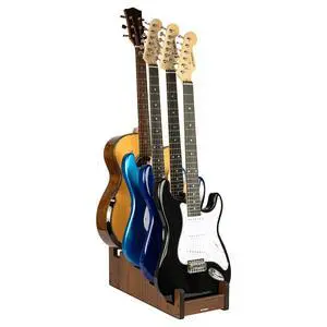 Wooden Guitar Stand for Multiple Guitars, 4-Holder, Front Display Space-Saving Floor Guitar Rack for Home, Studio, Stage, Walnut Color, L-3E1AW (For 3 Electric+1 Acoustic) Wooden Guitar Stand for Multiple Guitars, 4-Holder, Front Display Space-Saving Floor Guitar Rack for Home, Studio, Stage, Walnut Color, L-3E1AW (For 3 Electric+1 Acoustic)