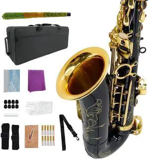 Student Eb Alto Saxophone E Flat for Beginners Sax Full Kit with Pads Cushions,Hard Carrying Case,Neck Strap,Reeds,Cleaning Cloth & Rod,Mouthpiece,Gloves Student Eb Alto Saxophone E Flat for Beginners Sax Full Kit with Pads Cushions,Hard Carrying Case,Neck Strap,Reeds,Cleaning Cloth & Rod,Mouthpiece,Gloves