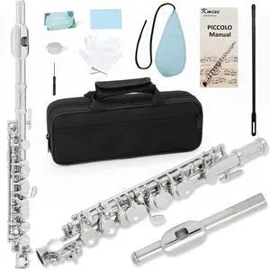 Closed Hole C Piccolo, Professional Nickel Silver Body with Bronze Finish, Includes Gig Bag, Manual and Cleaning Kit, for Beginners and School Bands (Nickel Plated) Closed Hole C Piccolo, Professional Nickel Silver Body with Bronze Finish, Includes Gig Bag, Manual and Cleaning Kit, for Beginners and School Bands (Nickel Plated)