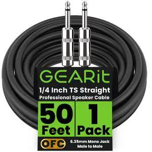 Professional Speaker Cable (50ft) 12AWG Pure Copper 1/4 inch to 1/4 inch TS Straight Male to Male for Amplifier, Speaker Cabinet, PA and DJ Audio Professional Speaker Cable (50ft) 12AWG Pure Copper 1/4 inch to 1/4 inch TS Straight Male to Male for Amplifier, Speaker Cabinet, PA and DJ Audio