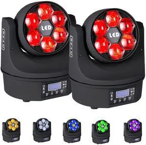 Moving Head Light 6x15W Mini Bee Eye Dj Light RGBW 4in1 LED Stage Lighting Rotate Beam Effect DMX512 Sound Activated for dj bar Parties Wedding Bar Church Show 2 Pack Moving Head Light 6x15W Mini Bee Eye Dj Light RGBW 4in1 LED Stage Lighting Rotate Beam Effect DMX512 Sound Activated for dj bar Parties Wedding Bar Church Show 2 Pack
