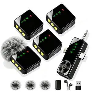 4 Pack Wireless Lavalier Microphone for iPhone Android & Camera | Mini Mics with AI Noise Reduction, 40H Battery for 4-Person Interviews, Video Recording, Podcasts, YouTube, TikTok, Vlogging 4 Pack Wireless Lavalier Microphone for iPhone Android & Camera | Mini Mics with AI Noise Reduction, 40H Battery for 4-Person Interviews, Video Recording, Podcasts, YouTube, TikTok, Vlogging