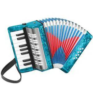 17 Key Piano Accordion, 8 Bass Kids Accordion, Celluloid Body, Metal Cover Accordions Louder Clearer Timbre Than Plastic, Lightweight Design for Children, Beginners to Practice (Azure Blue) 17 Key Piano Accordion, 8 Bass Kids Accordion, Celluloid Body, Metal Cover Accordions Louder Clearer Timbre Than Plastic, Lightweight Design for Children, Beginners to Practice (Azure Blue)